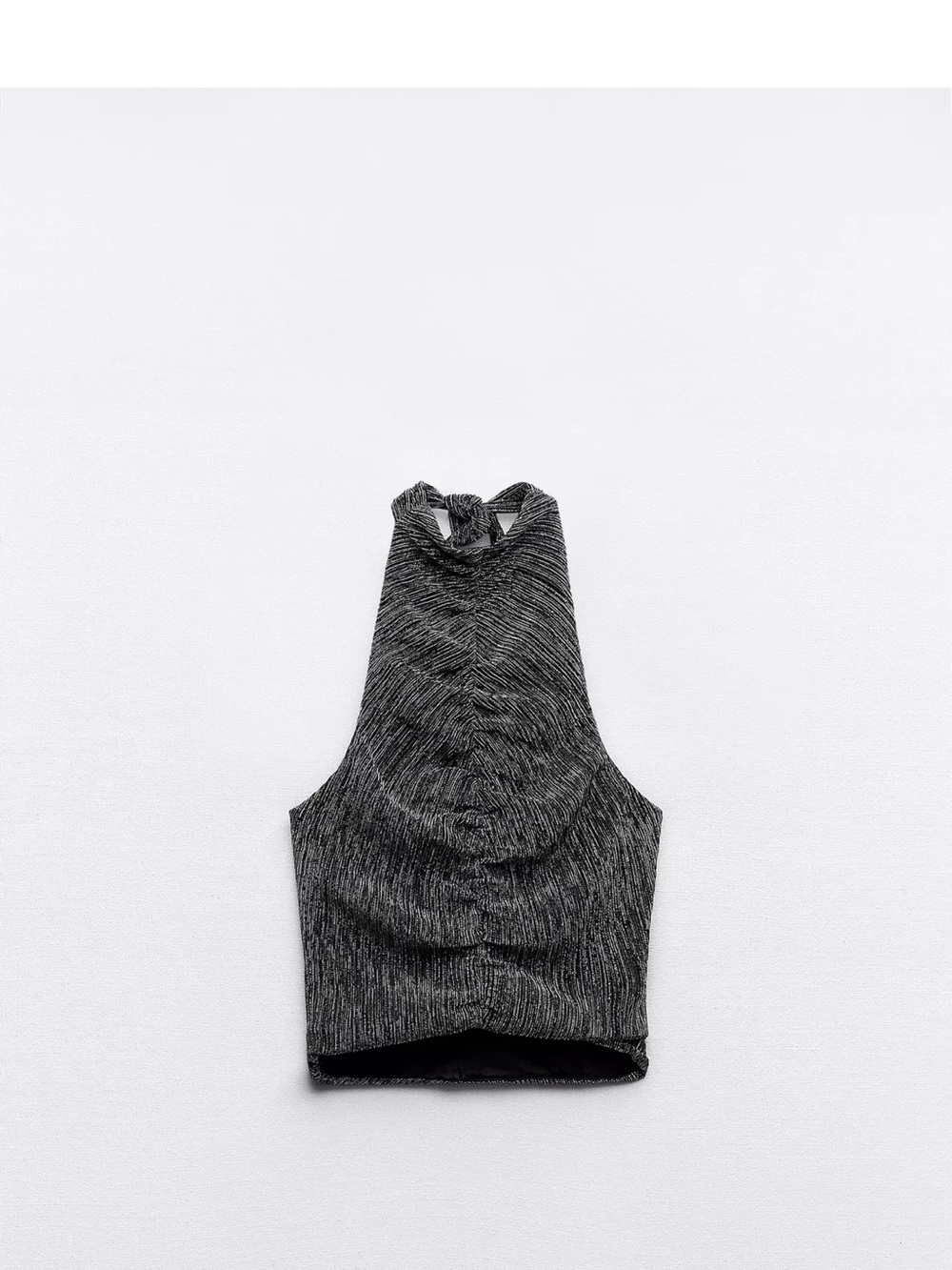 Zara Metallic Black Thread Halter Neck Top (XS)